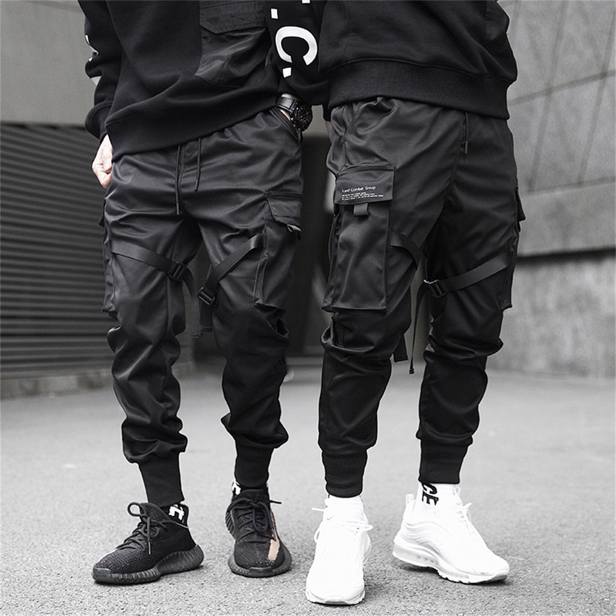 Streetwear Brand Clothing - Zwarte Hiphop Cargo Broek Zomer Veelzijdige