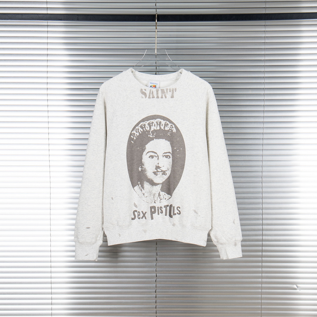 Streetwear Brand Vintage - 25fw Saint Co-brand Sweatshirt met Queen-portretprint,